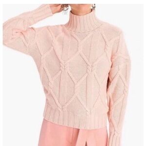 J Crew Collection Pink Cable Knit Sweater